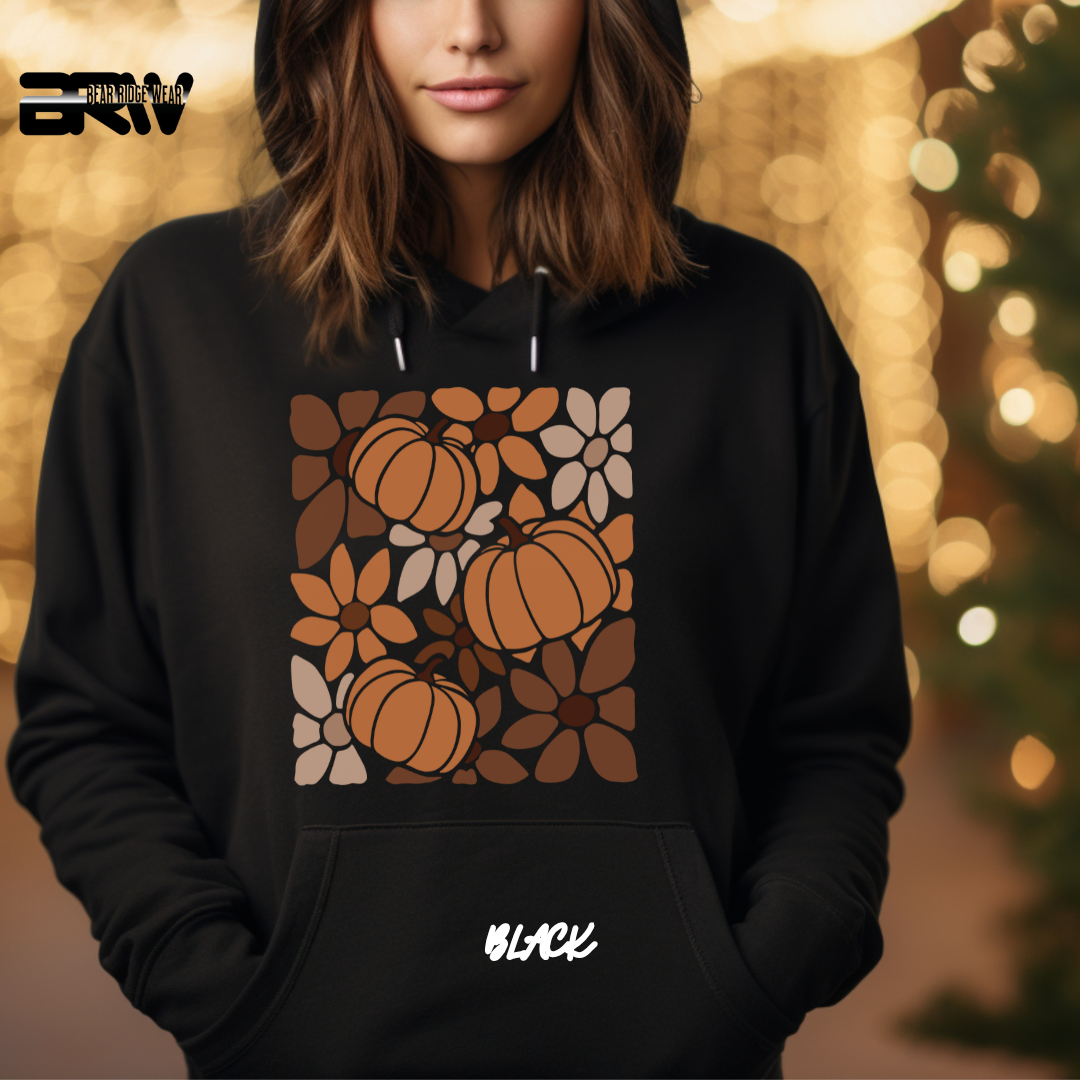 'Boho Floral Pumpkin' Fall Hoodie