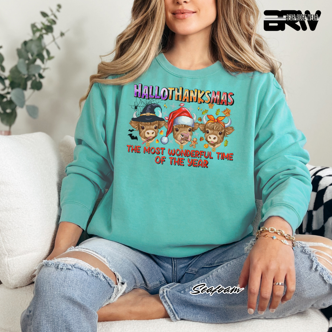 'Hallothanksmas cow' Fall Long Sleeve Tee