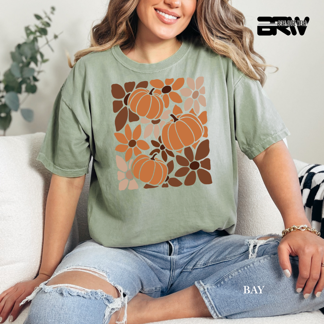 'Boho Floral Pumpkin' Fall Tee