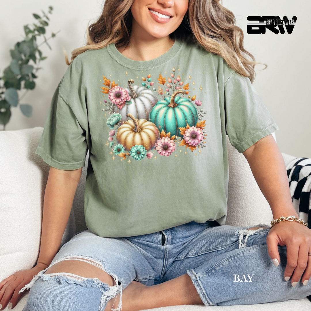 'Floral Shimmering Pumpkin' Fall Tee