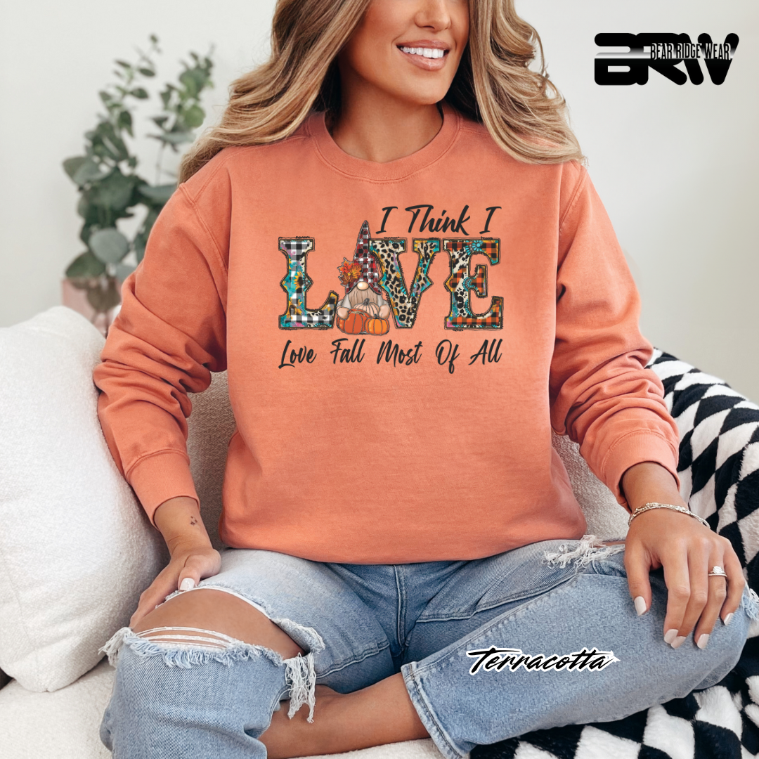 'Love Fall Most Of All-Gnome' Fall Long Sleeve Tee