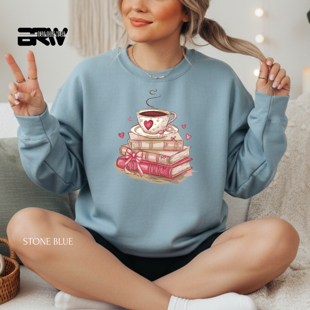 'Coffee & Books' Valentine's Crewneck Sweatshirt
