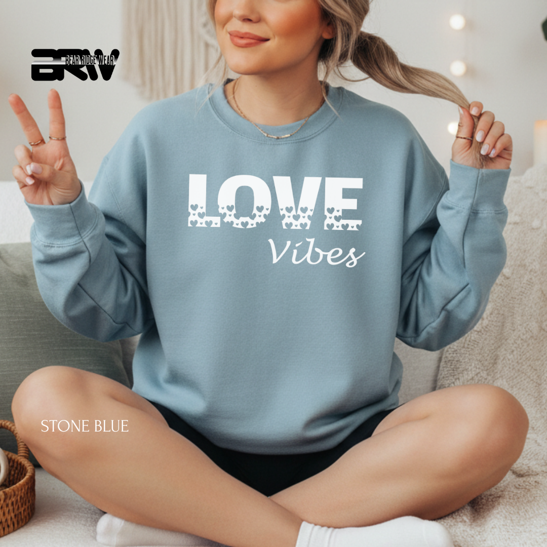 'Loves Vibes-White' Valentine's Crewneck Sweatshirt