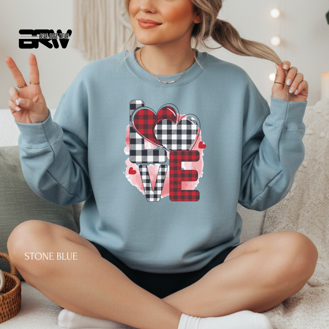 'Love-Plaid' Valentine's Crewneck Sweatshirt