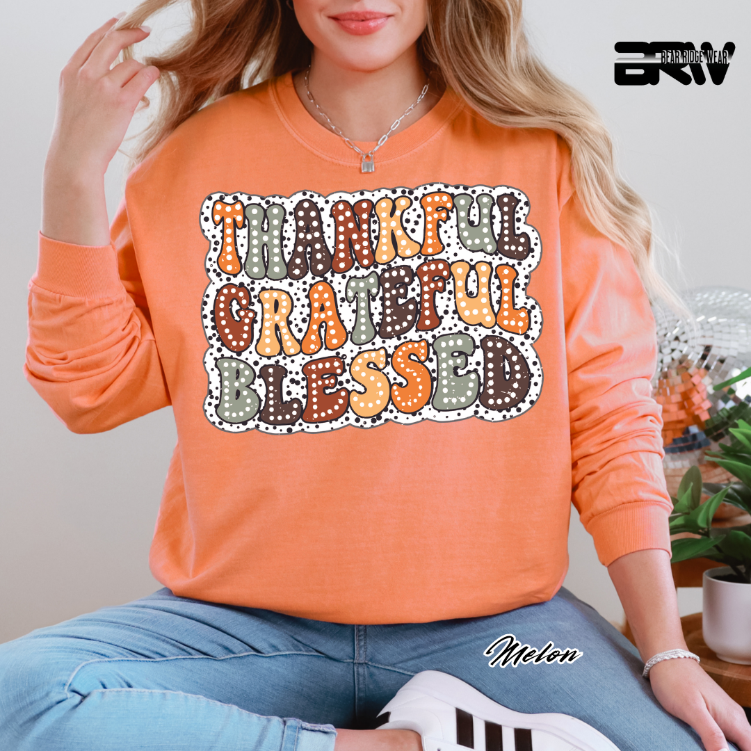 'Thankful Grateful Blessed' Fall Long-Sleeve Tee