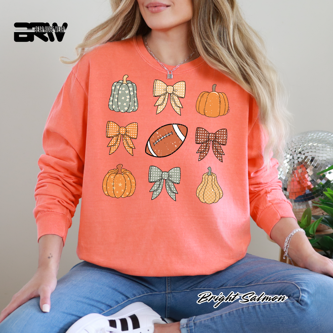 'Pumpkin Distressed football' Fall Long-Sleeve Tee