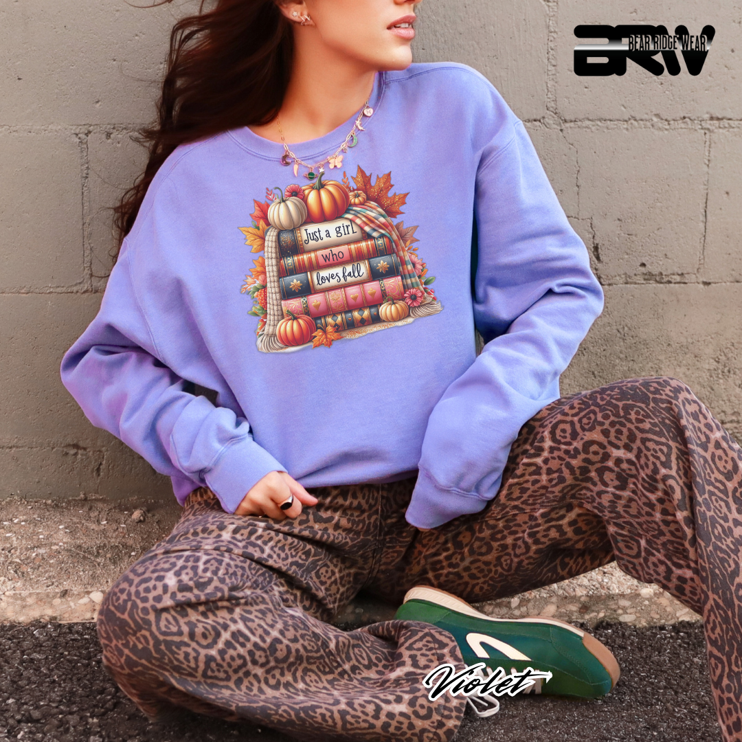 'Just A Girl Who Loves Fall-Books' Fall Long Sleeve Tee