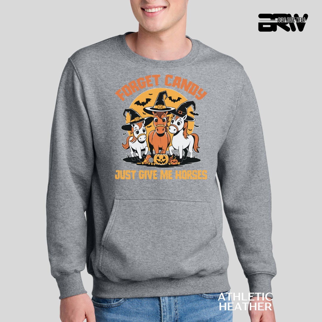 'Forget Candy-Horses' Kangaroo Pocket Fall Crewneck