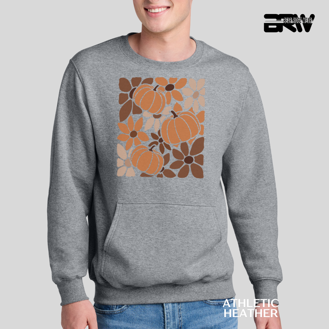 'Boho Floral Pumpkin' Kangaroo Pocket Fall Crewneck
