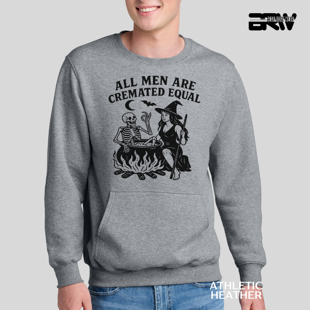 'All men are cremated equally' Kangaroo Pocket Fall Crewneck