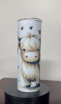 Highland Cow with Hearts Tumbler