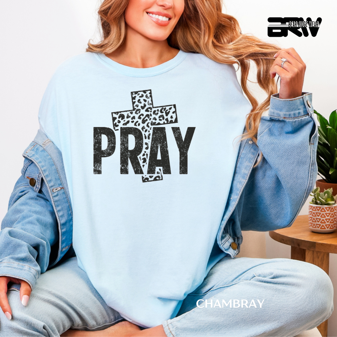 'Pray-Leopard Cross' Faith Tee