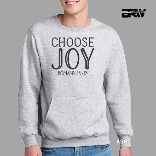 'Choose Joy' Faith Kangaroo Pocket Crewneck