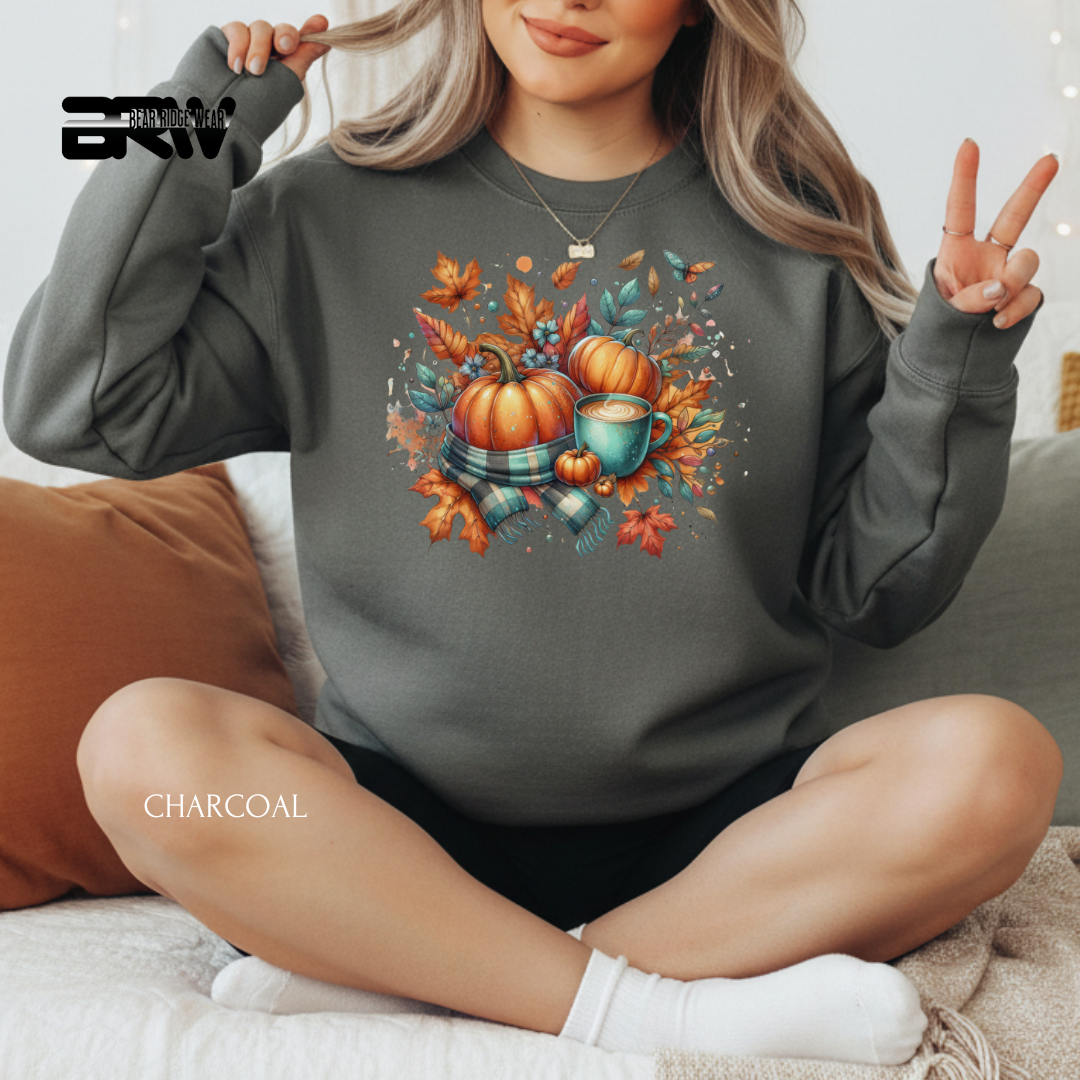 'Pumpkin Coffee' Fall Crewneck Sweatshirt
