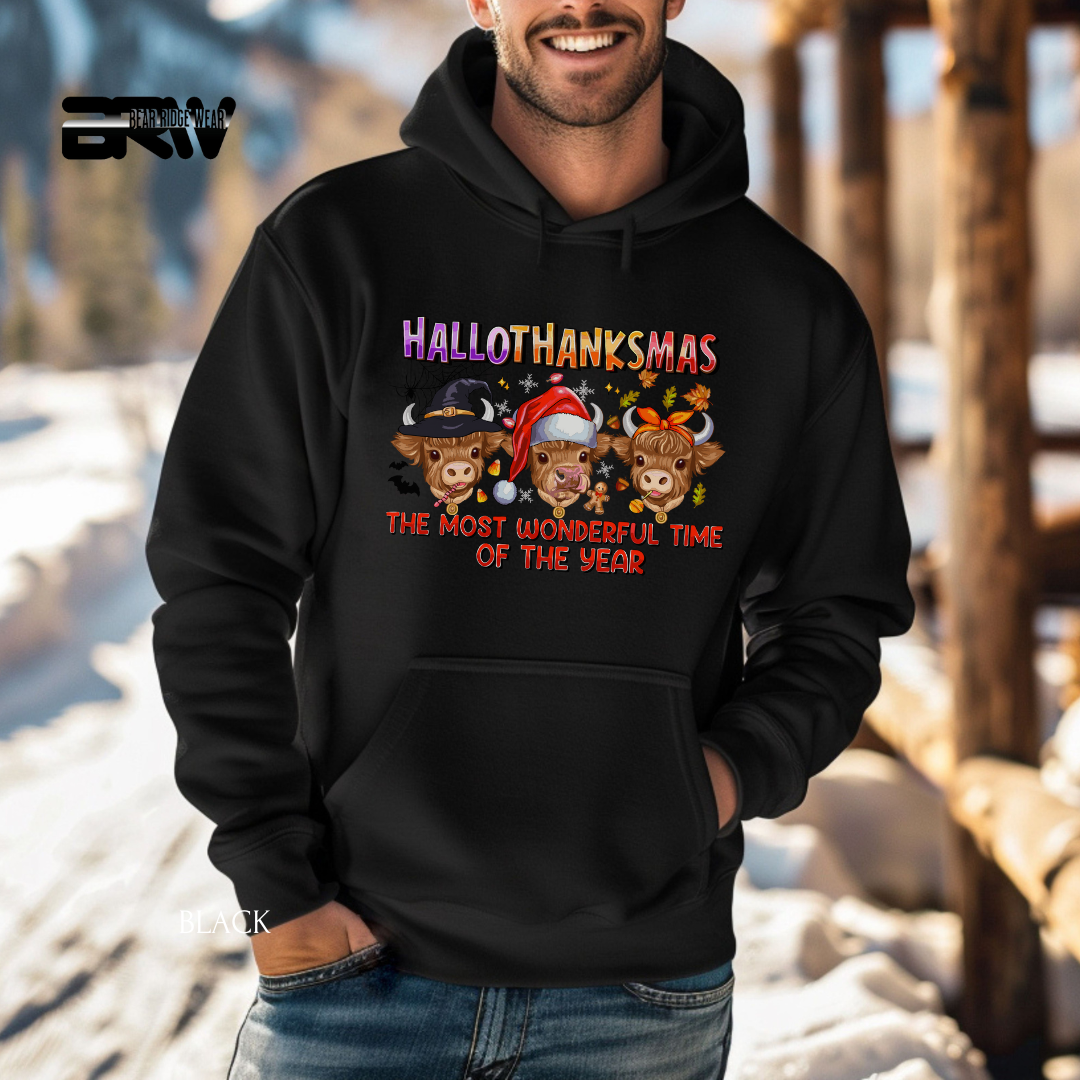 'Hallothanksmas cow' Fall Hoodies