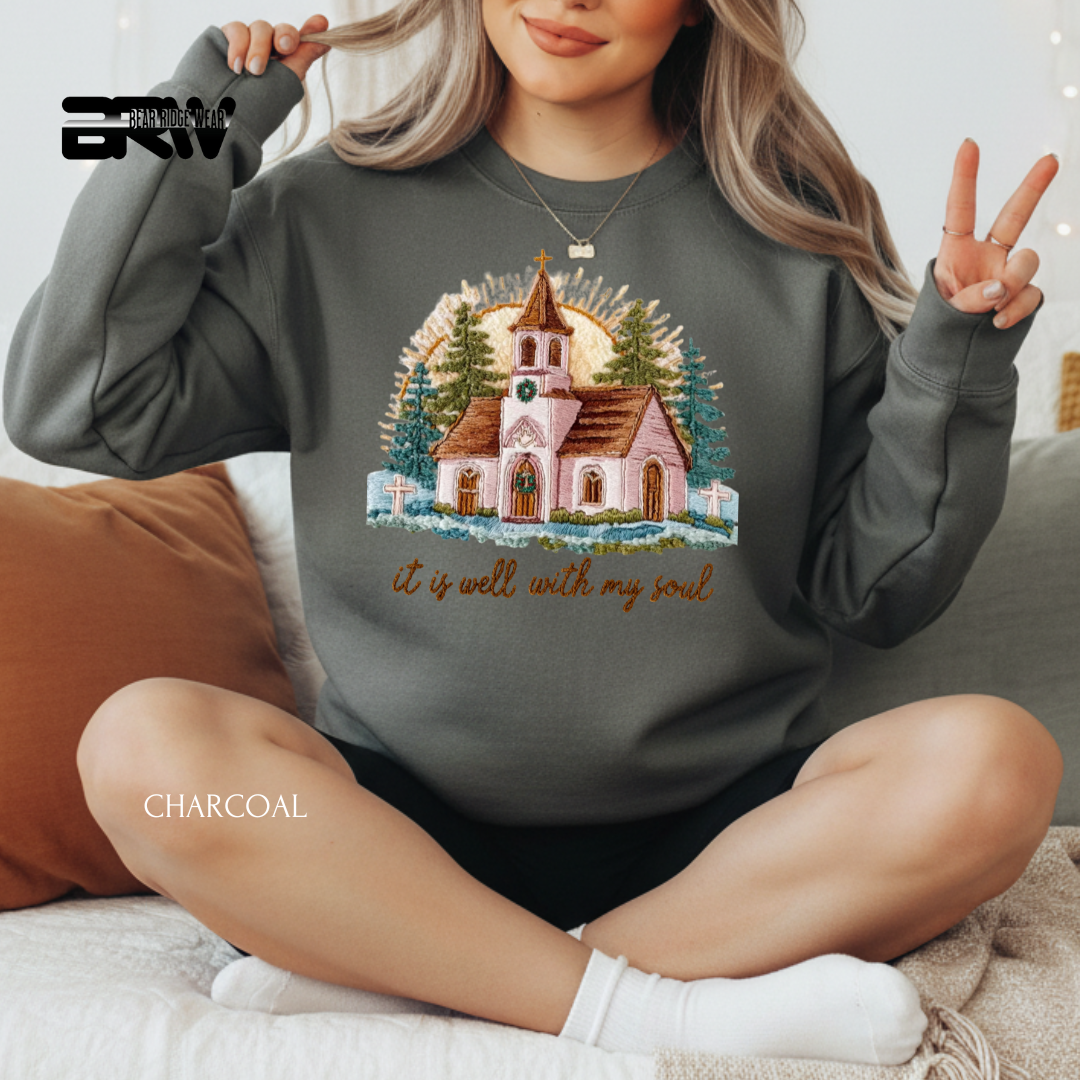 'It is well with my soul yarn' Christmas Crewneck Sweatshirt