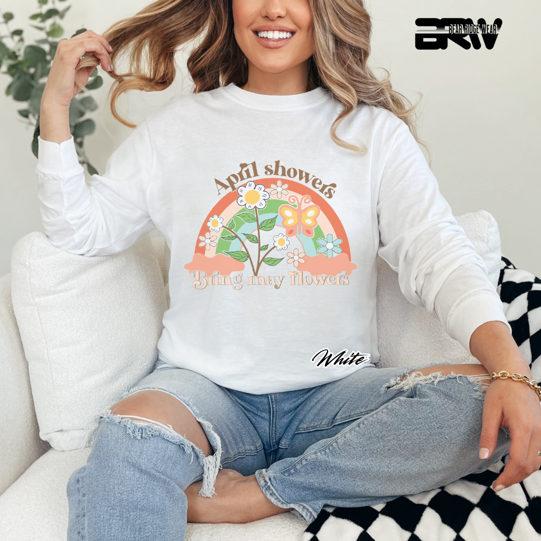 'April Showers, Bring may Flowers' Long Sleeve Tee