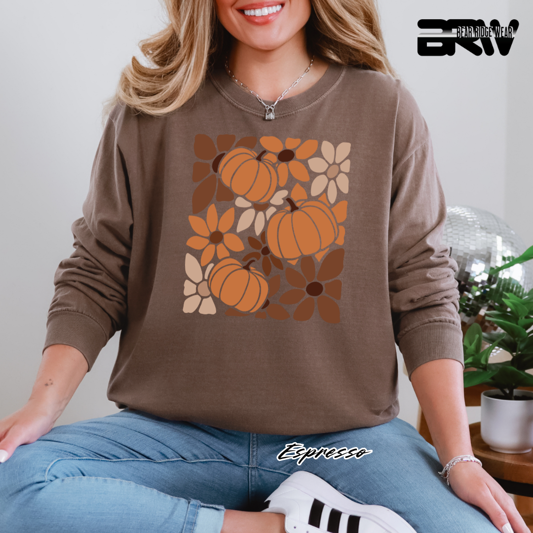 'Boho Floral Pumpkin' Fall Long Sleeve Tee