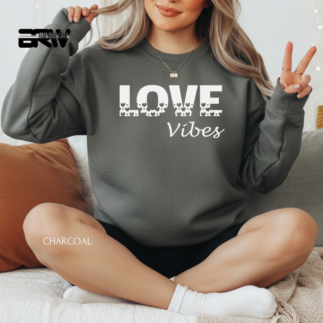 'Loves Vibes-White' Valentine's Crewneck Sweatshirt