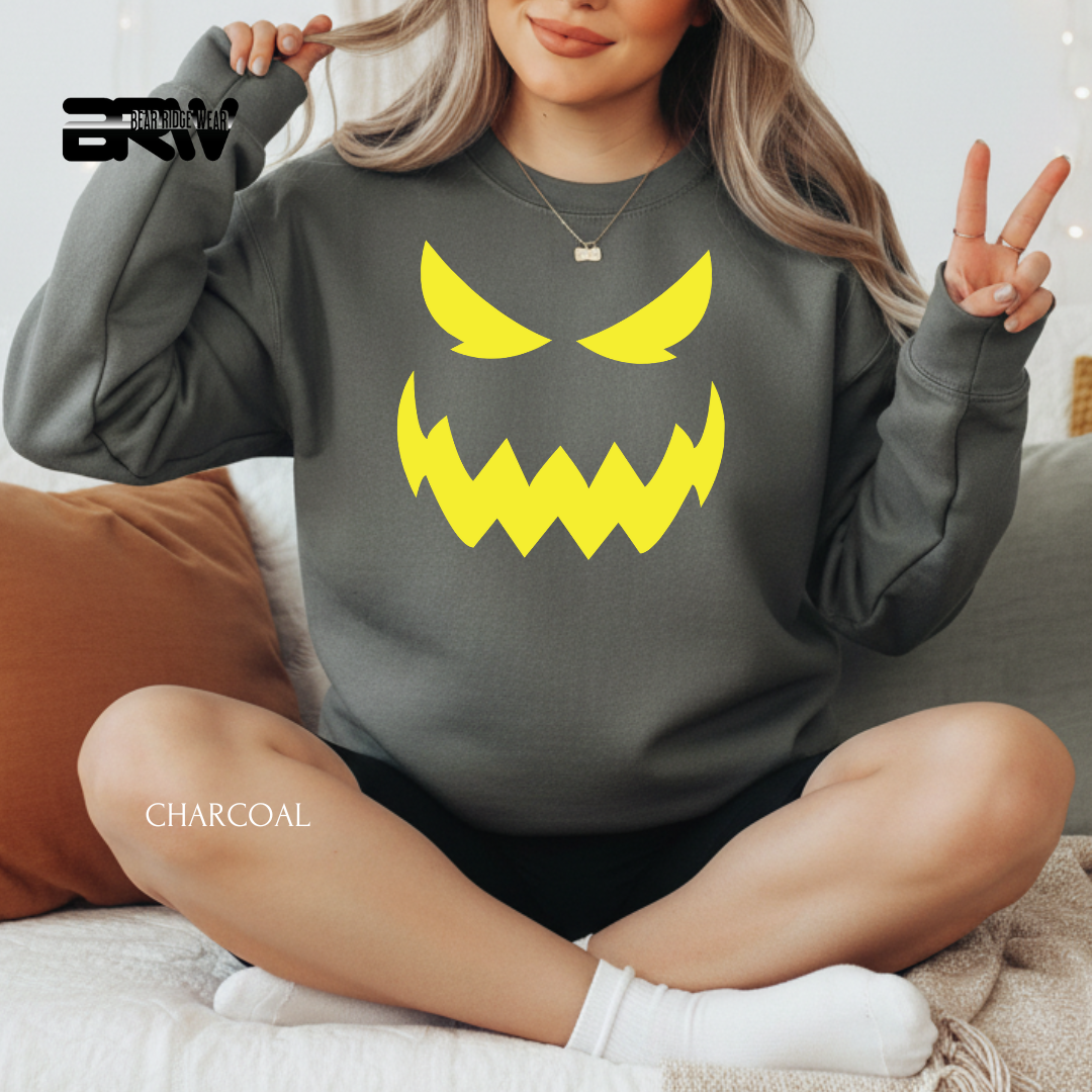 'Scary Pumpkin Face' Fall Crewneck Sweatshirt