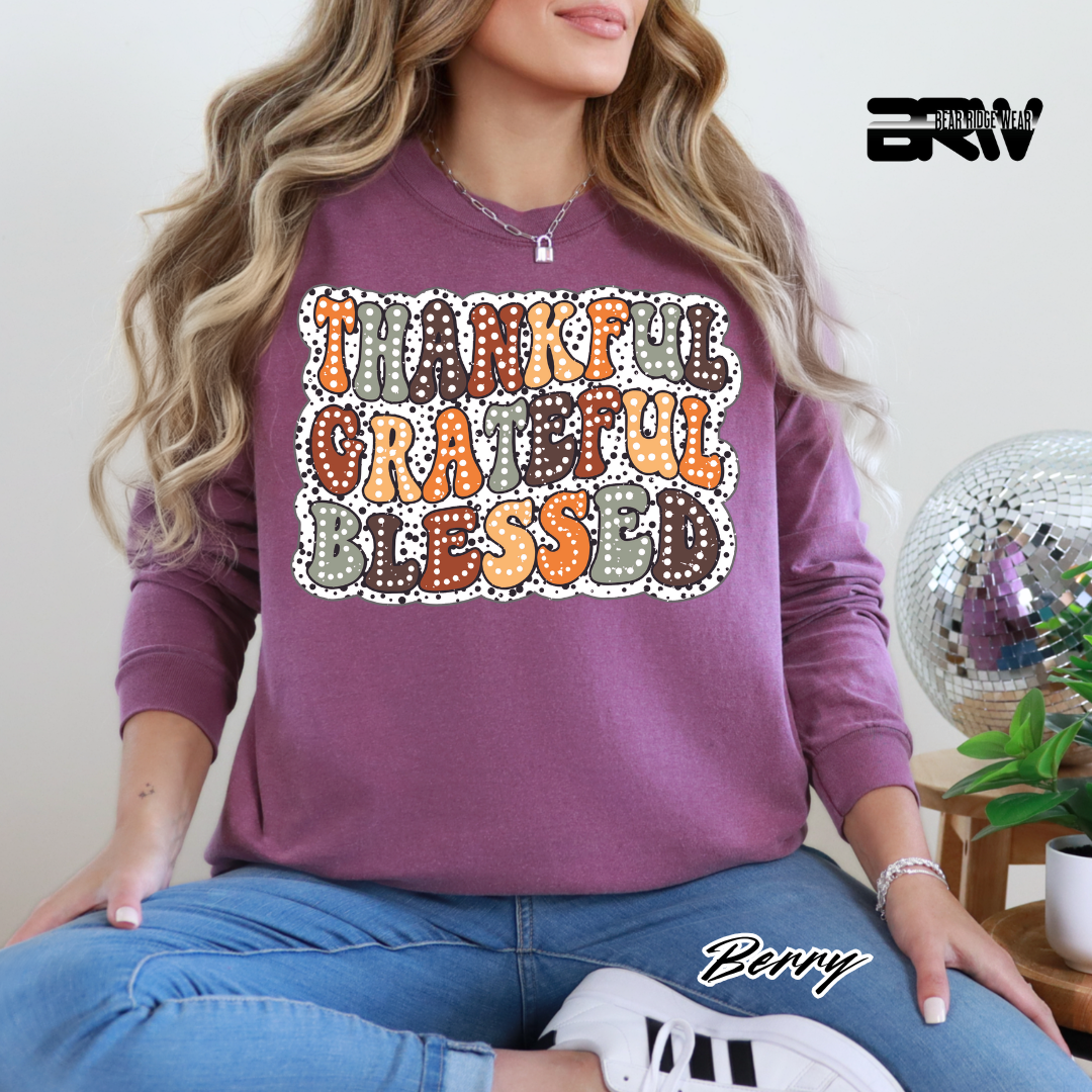 'Thankful Grateful Blessed' Fall Long-Sleeve Tee