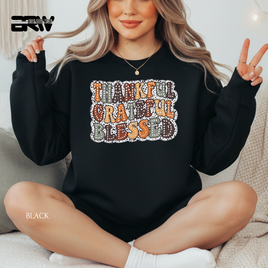 'Thankful Grateful Blessed' Fall Crewneck Sweatshirt