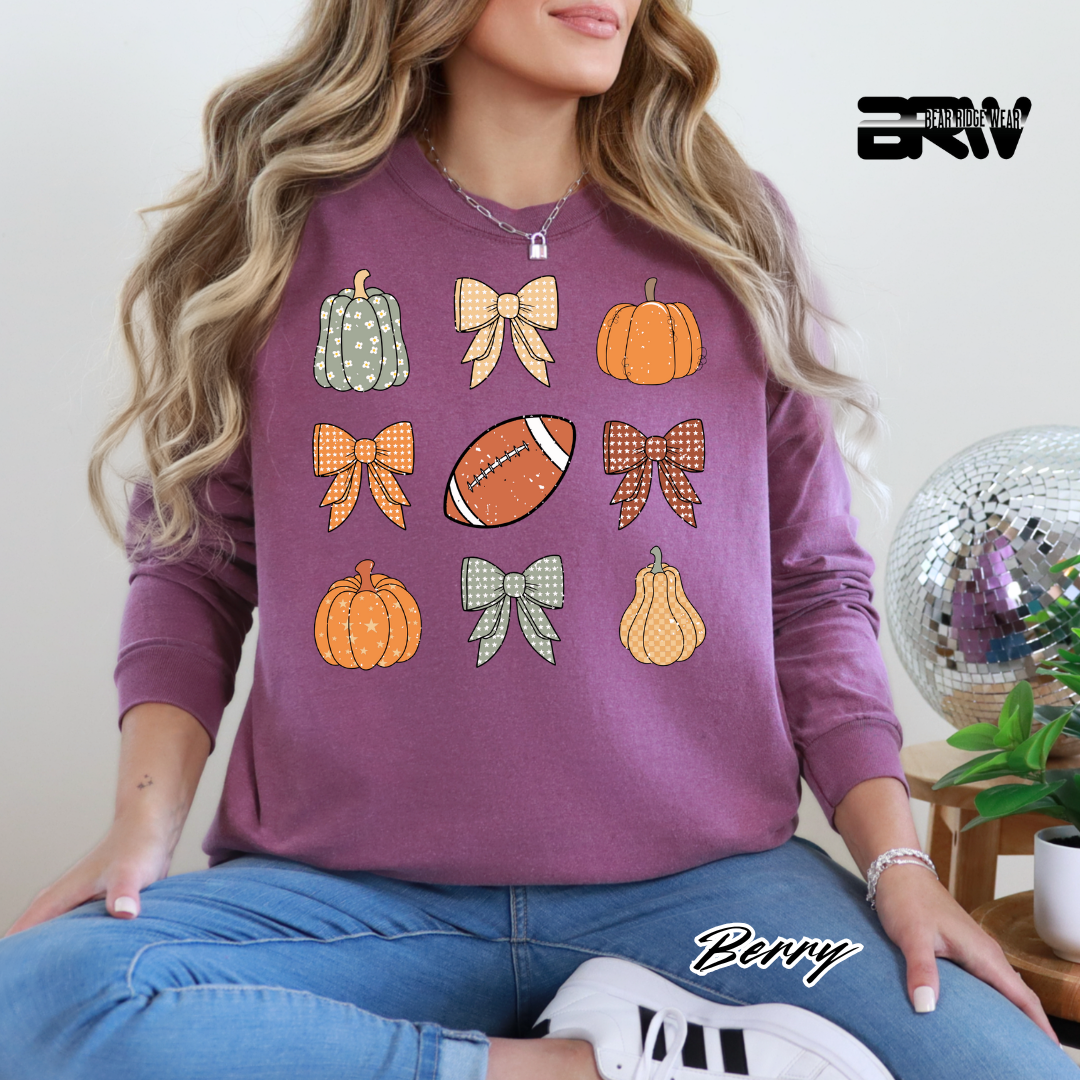 'Pumpkin Distressed football' Fall Long-Sleeve Tee