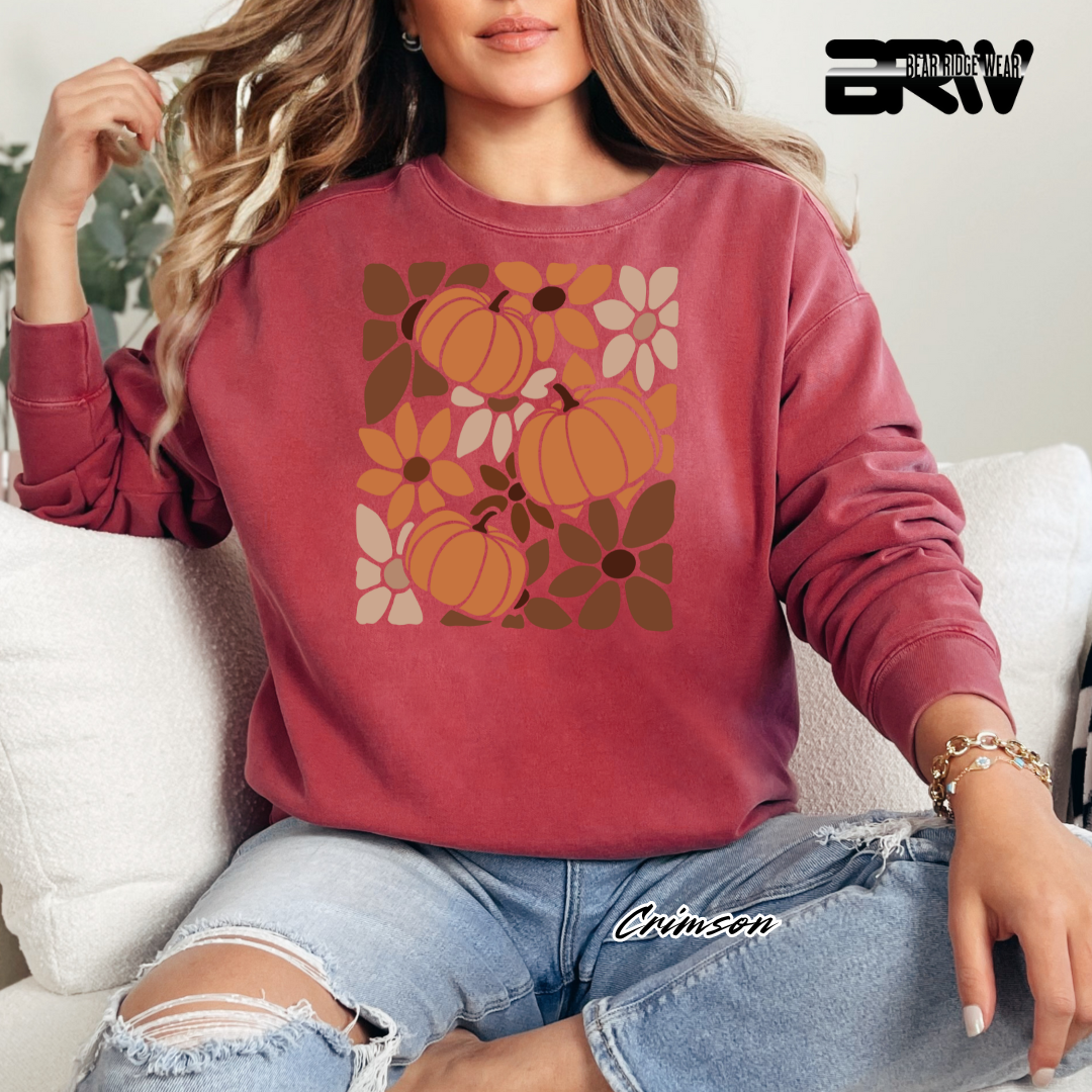'Boho Floral Pumpkin' Fall Long Sleeve Tee