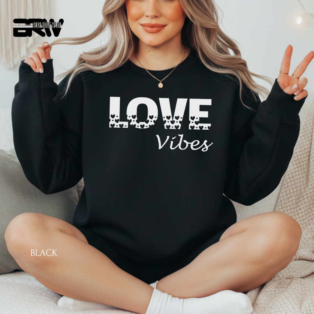 'Loves Vibes-White' Valentine's Crewneck Sweatshirt