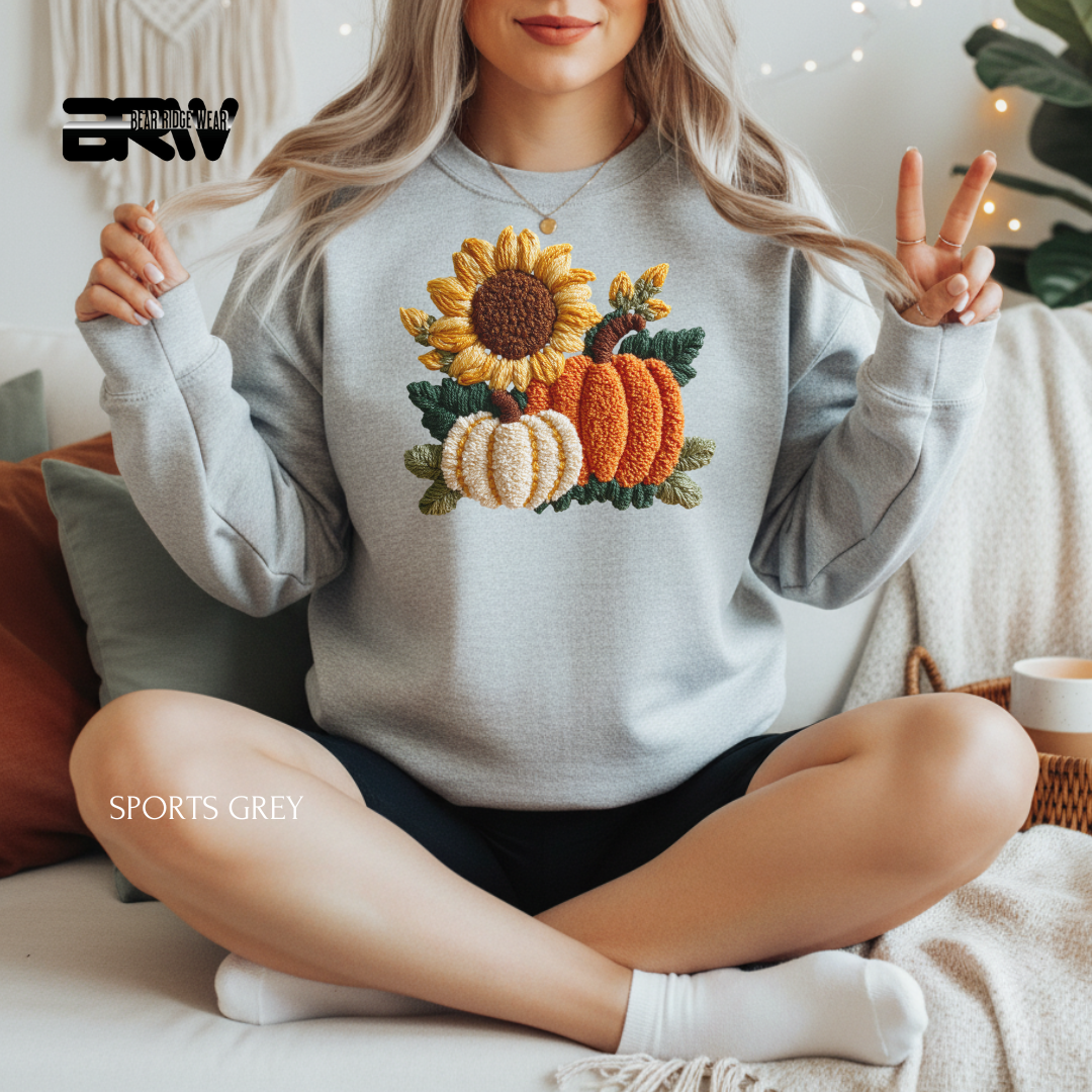 'Sunflower Pumpkin Yarn' Christmas Crewneck Sweatshirt