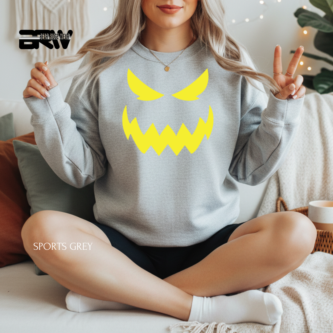 'Scary Pumpkin Face' Fall Crewneck Sweatshirt