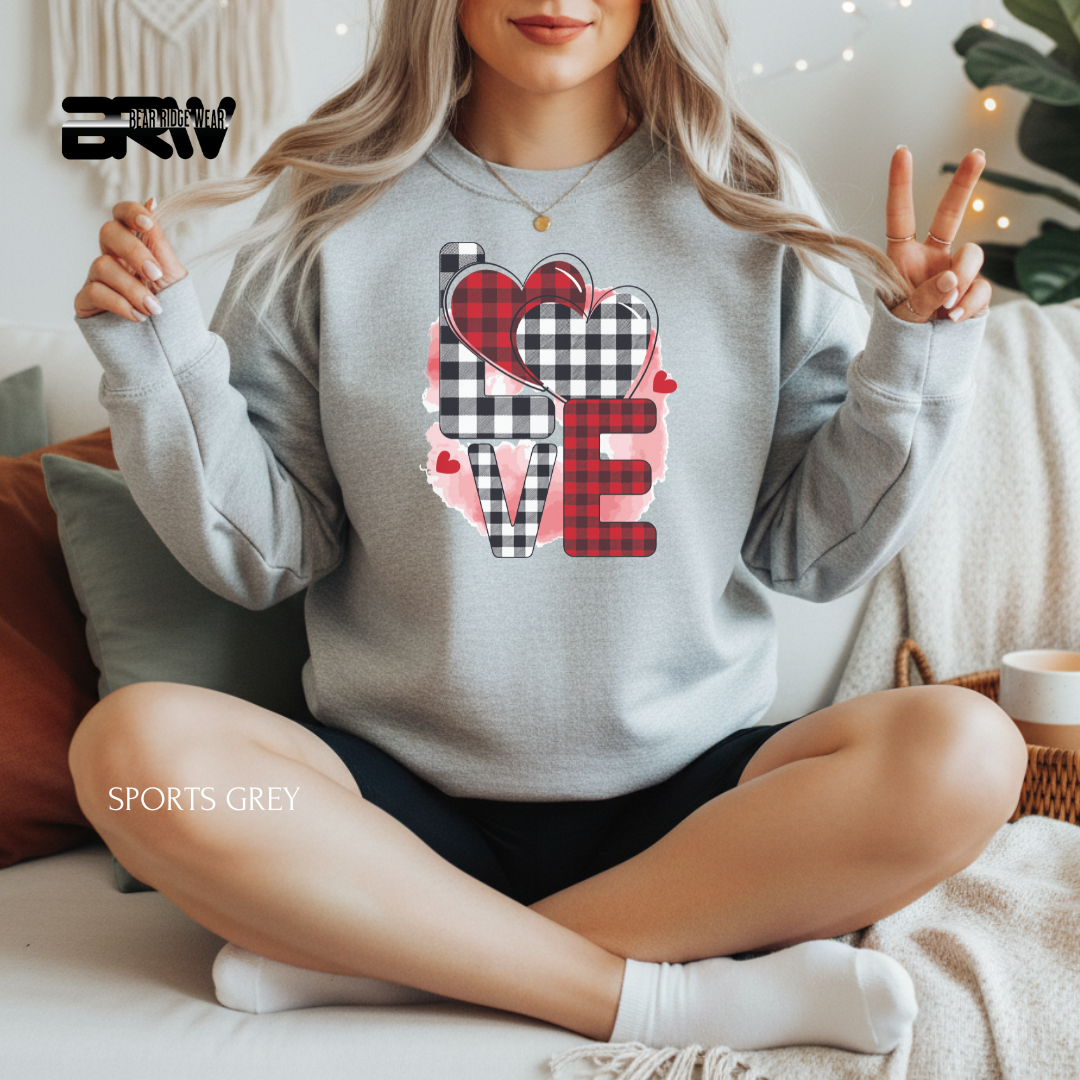 'Love-Plaid' Valentine's Crewneck Sweatshirt