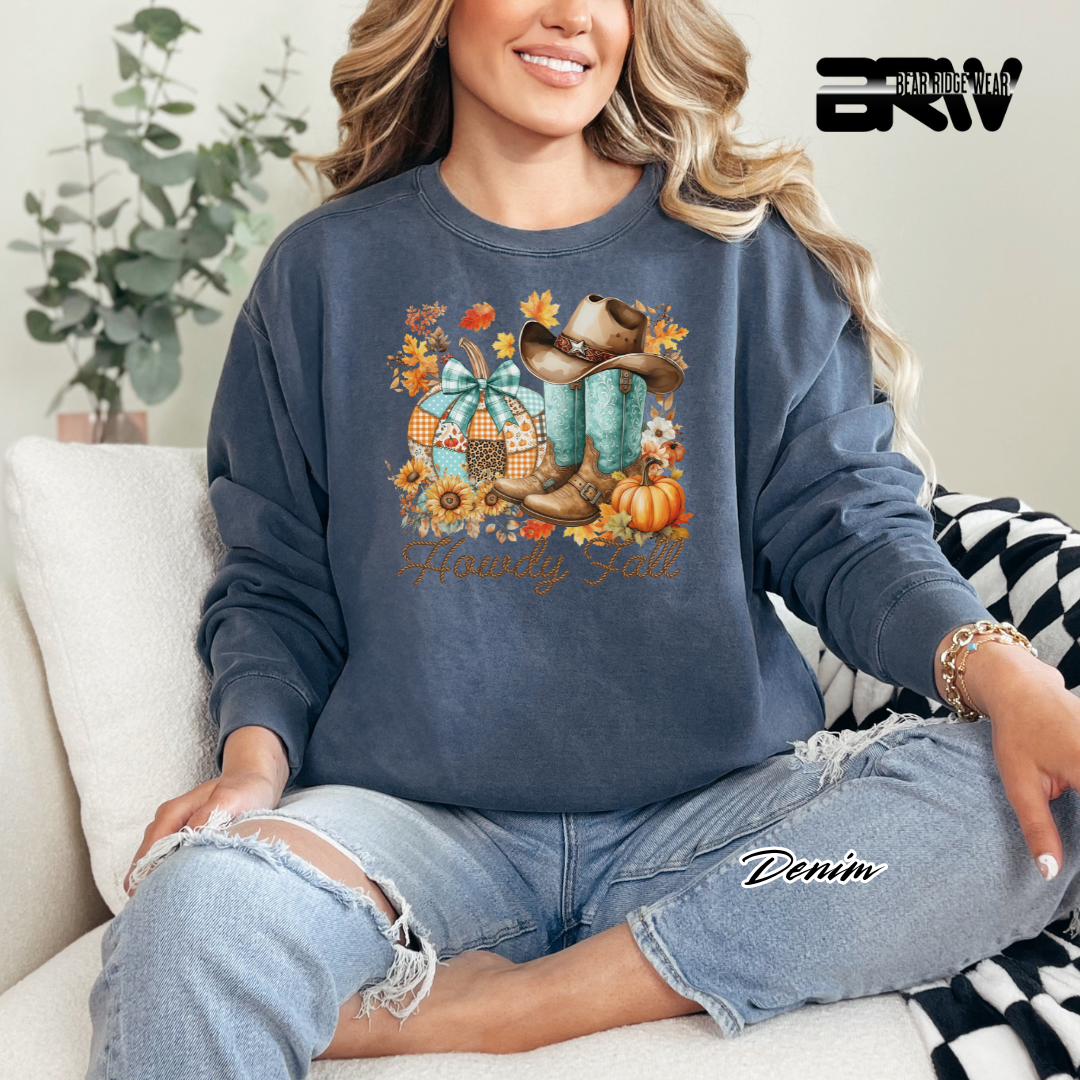 'Howdy Fall-Patchwork' Fall Long Sleeve Tee