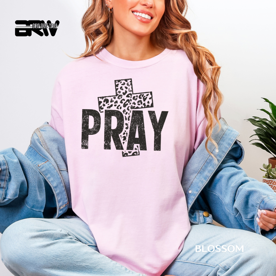 'Pray-Leopard Cross' Faith Tee