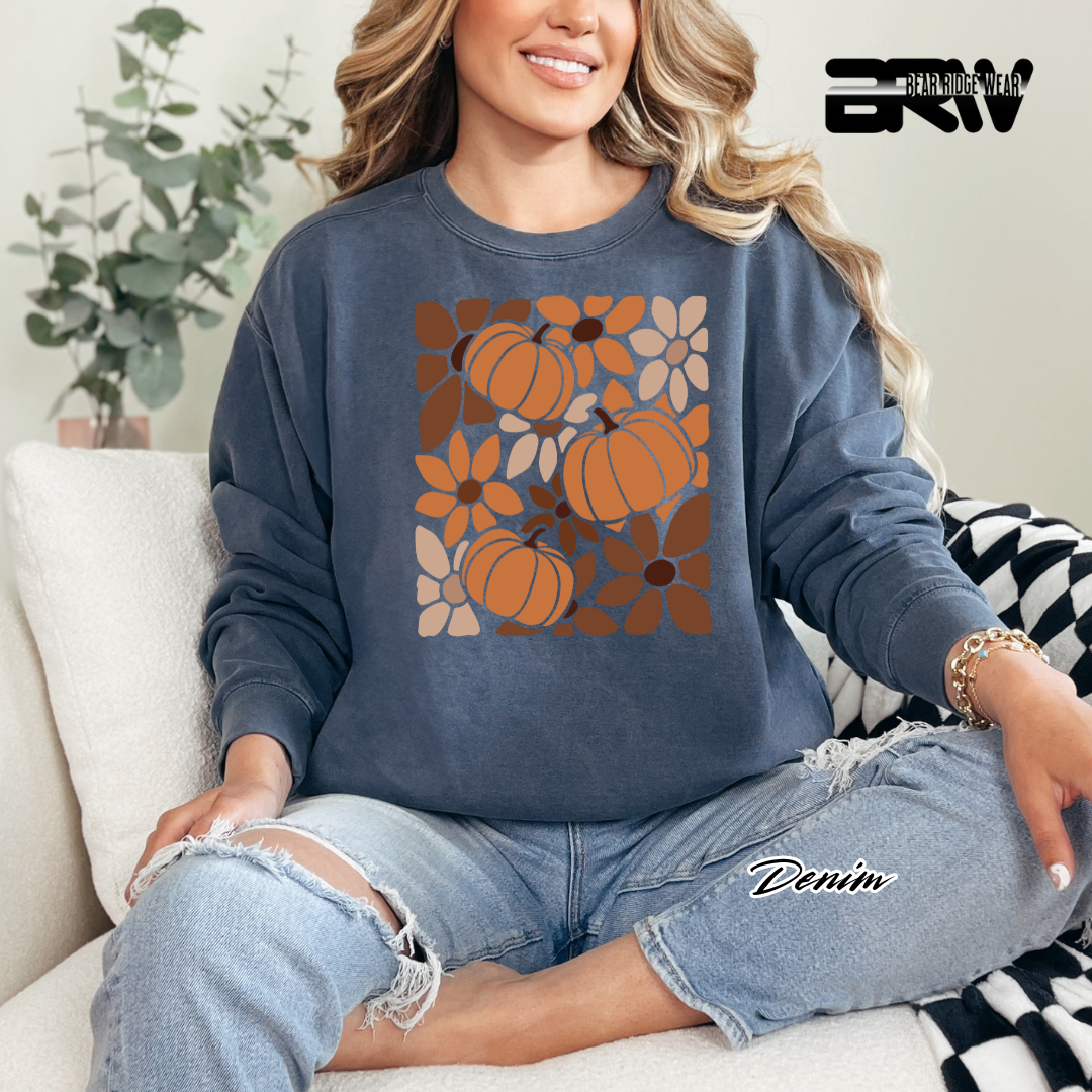 'Boho Floral Pumpkin' Fall Long Sleeve Tee