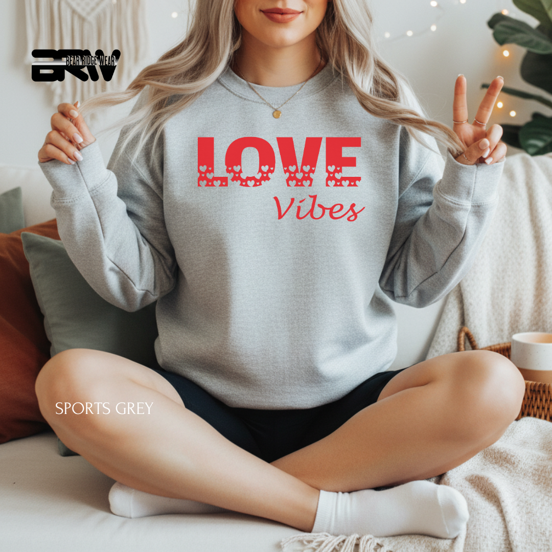 'Love Vibes-Red' Valentine's Crewneck Sweatshirt
