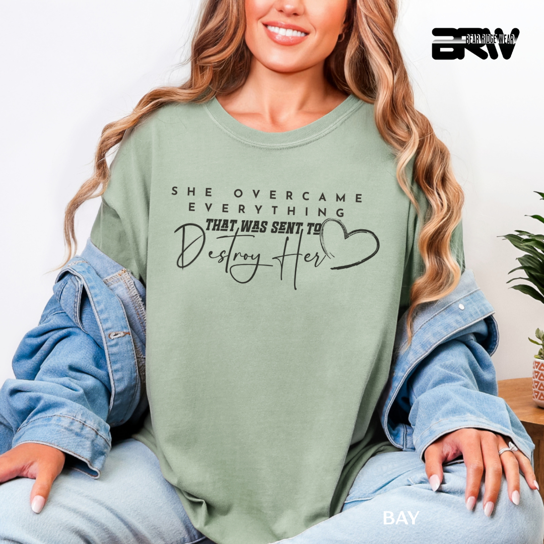 'She Over Came-Black' Faith Tee