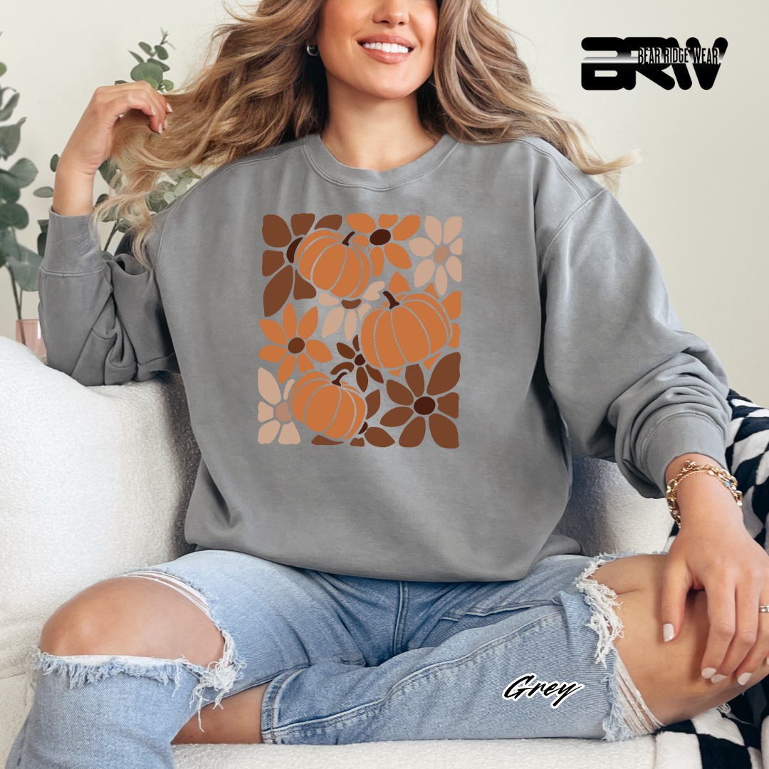 'Boho Floral Pumpkin' Fall Long Sleeve Tee