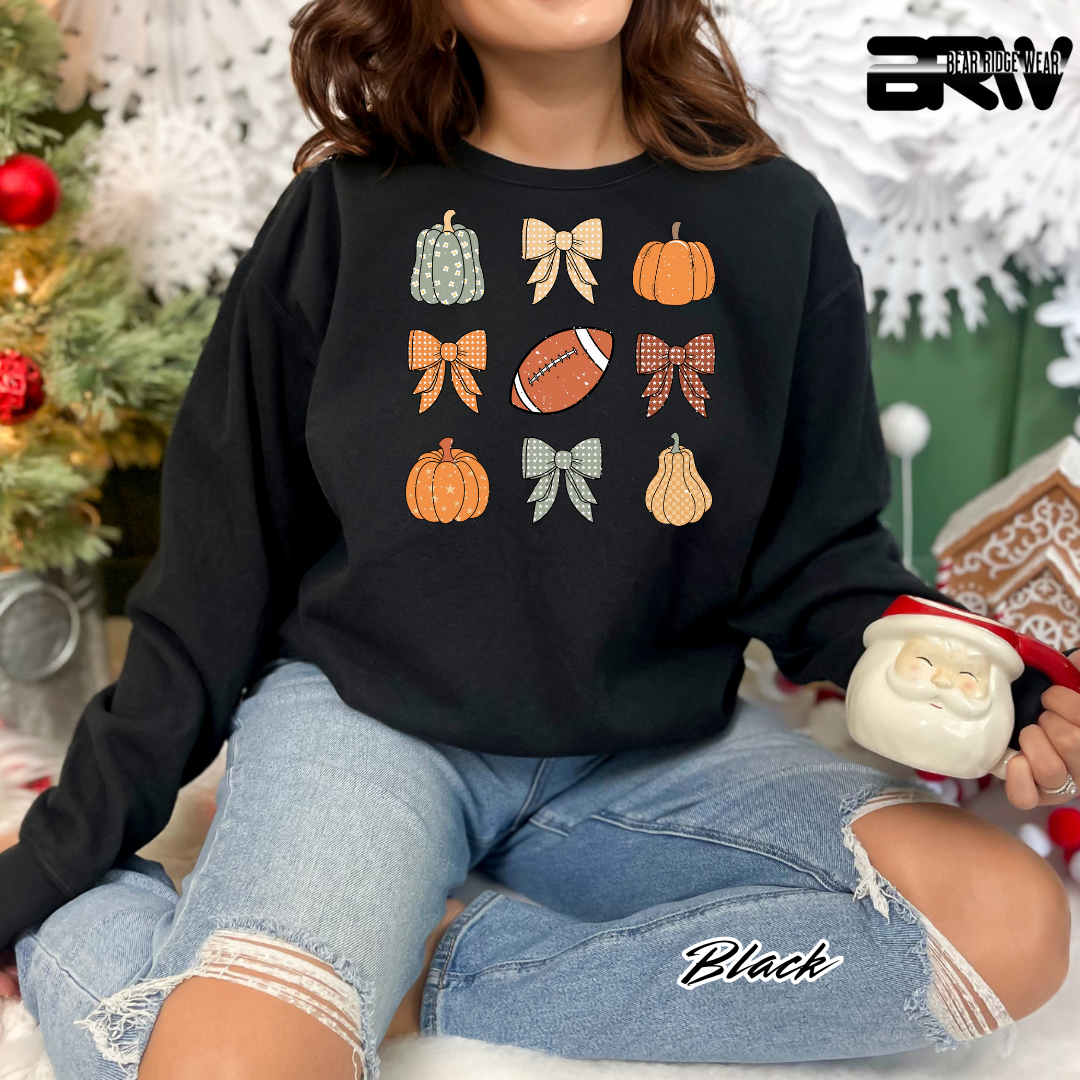 'Pumpkin Distressed football' Fall Long Sleeve Tee