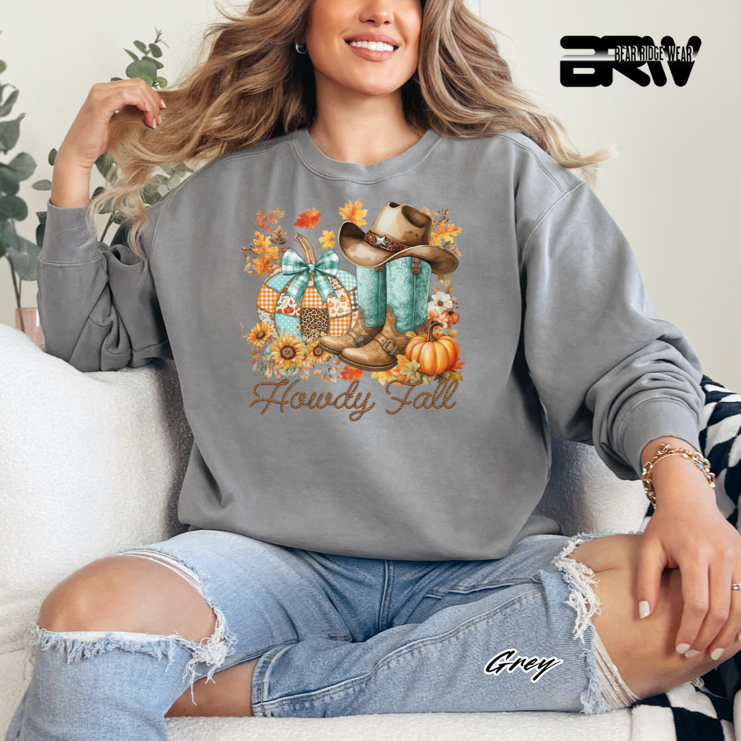 'Howdy Fall-Patchwork' Fall Long Sleeve Tee