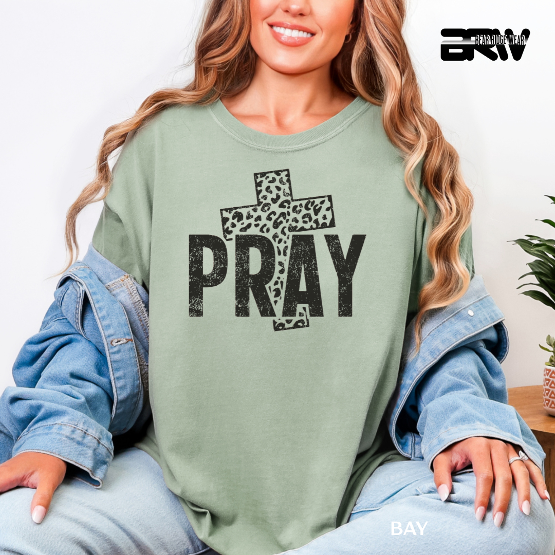 'Pray-Leopard Cross' Faith Tee
