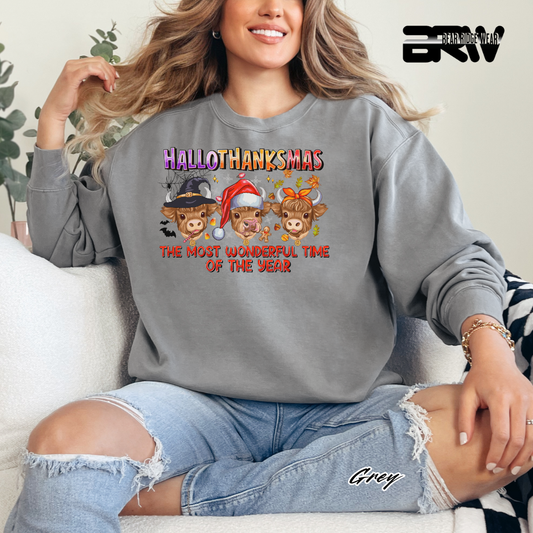 'Hallothanksmas cow' Fall Long Sleeve Tee