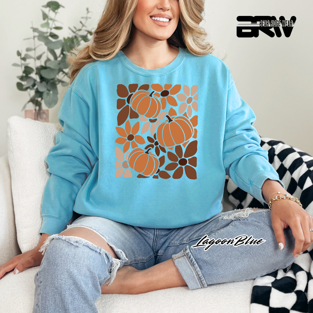 'Boho Floral Pumpkin' Fall Long Sleeve Tee