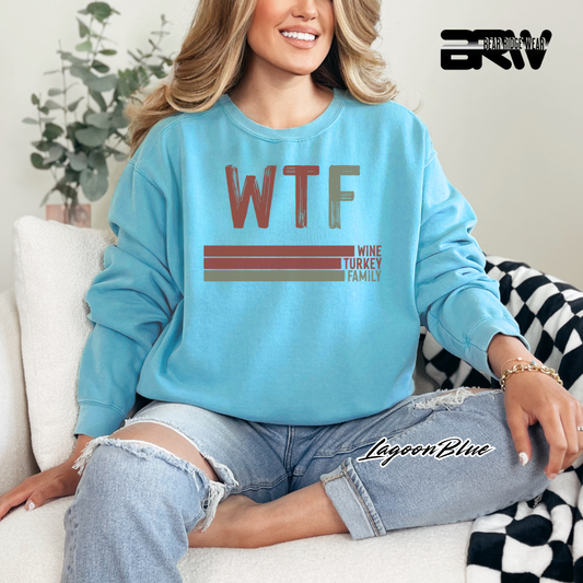 'WTF wine turkey family' Fall Long Sleeve Tee