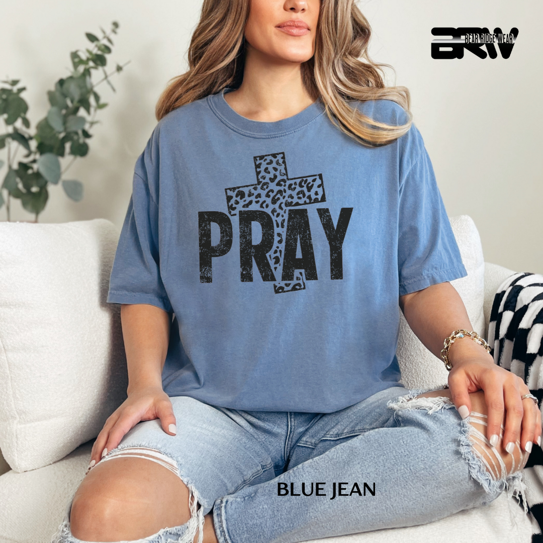 'Pray-Leopard Cross' Faith Tee