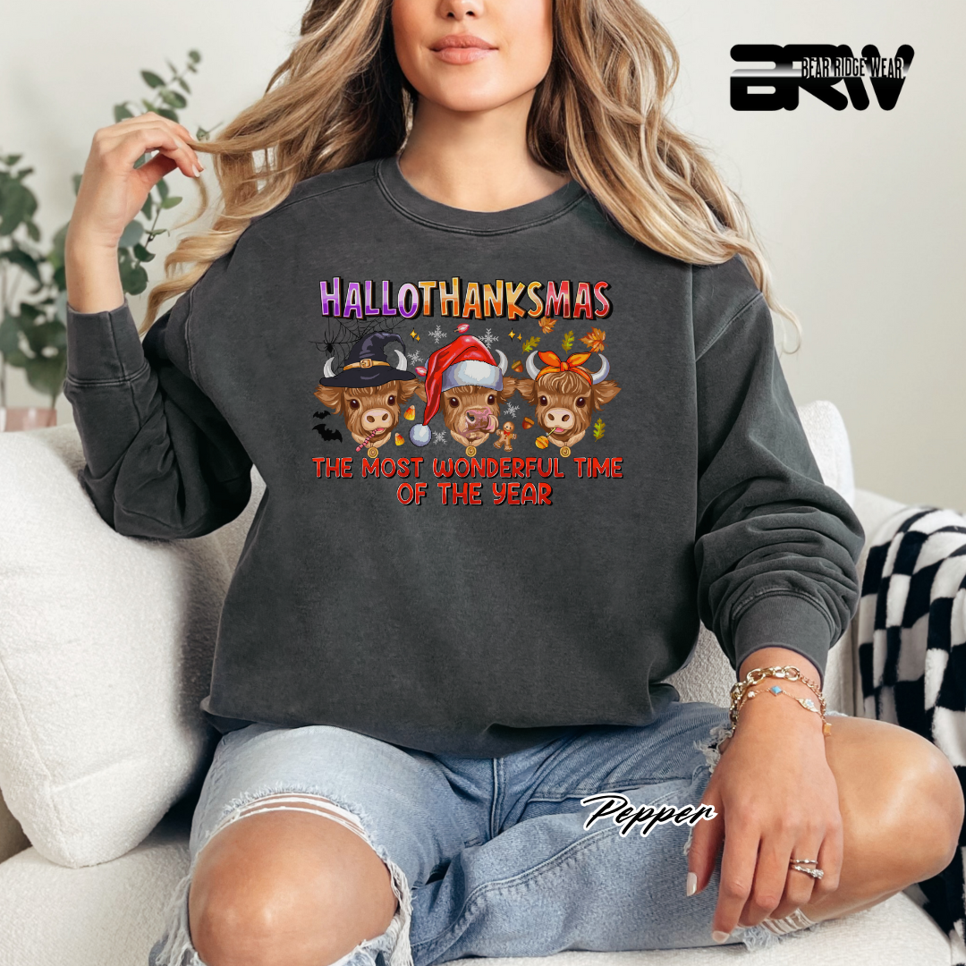 'Hallothanksmas cow' Fall Long Sleeve Tee