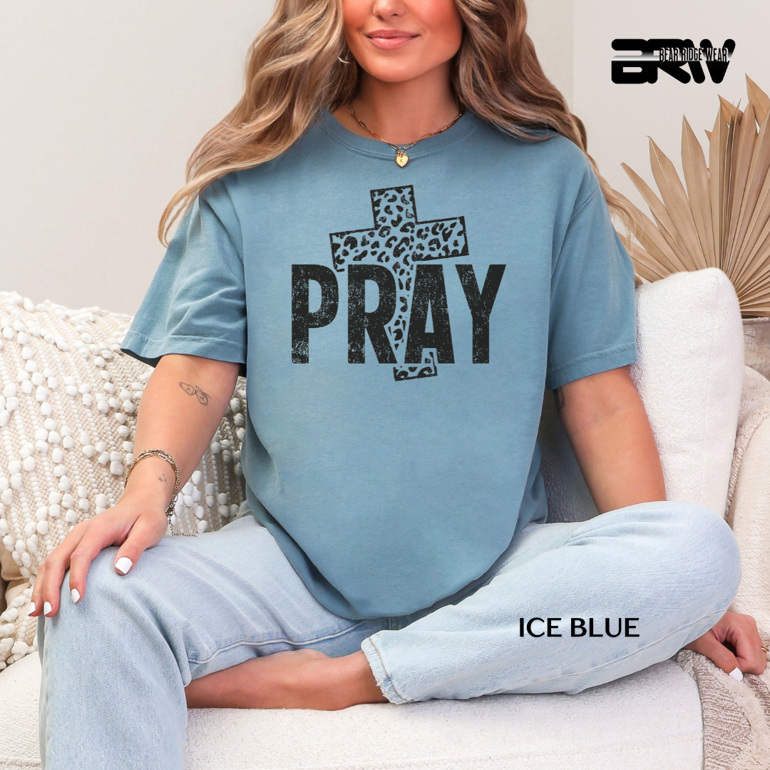 'Pray-Leopard Cross' Faith Tee