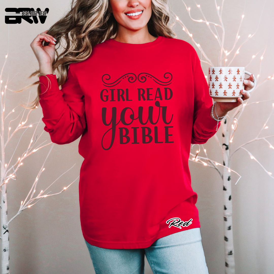 'Girl Read Your Bible' Faith Long-Sleeve Tee
