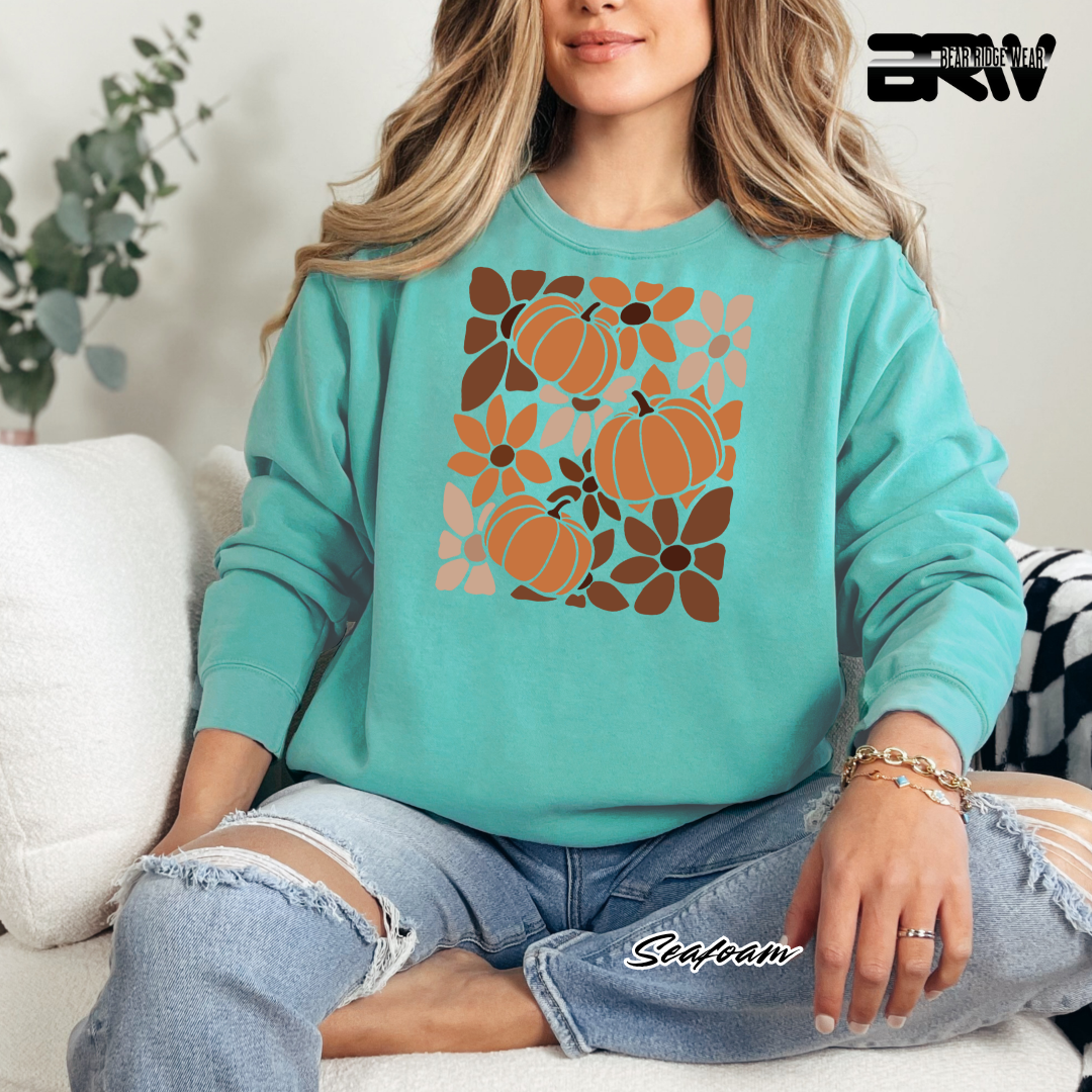 'Boho Floral Pumpkin' Fall Long Sleeve Tee