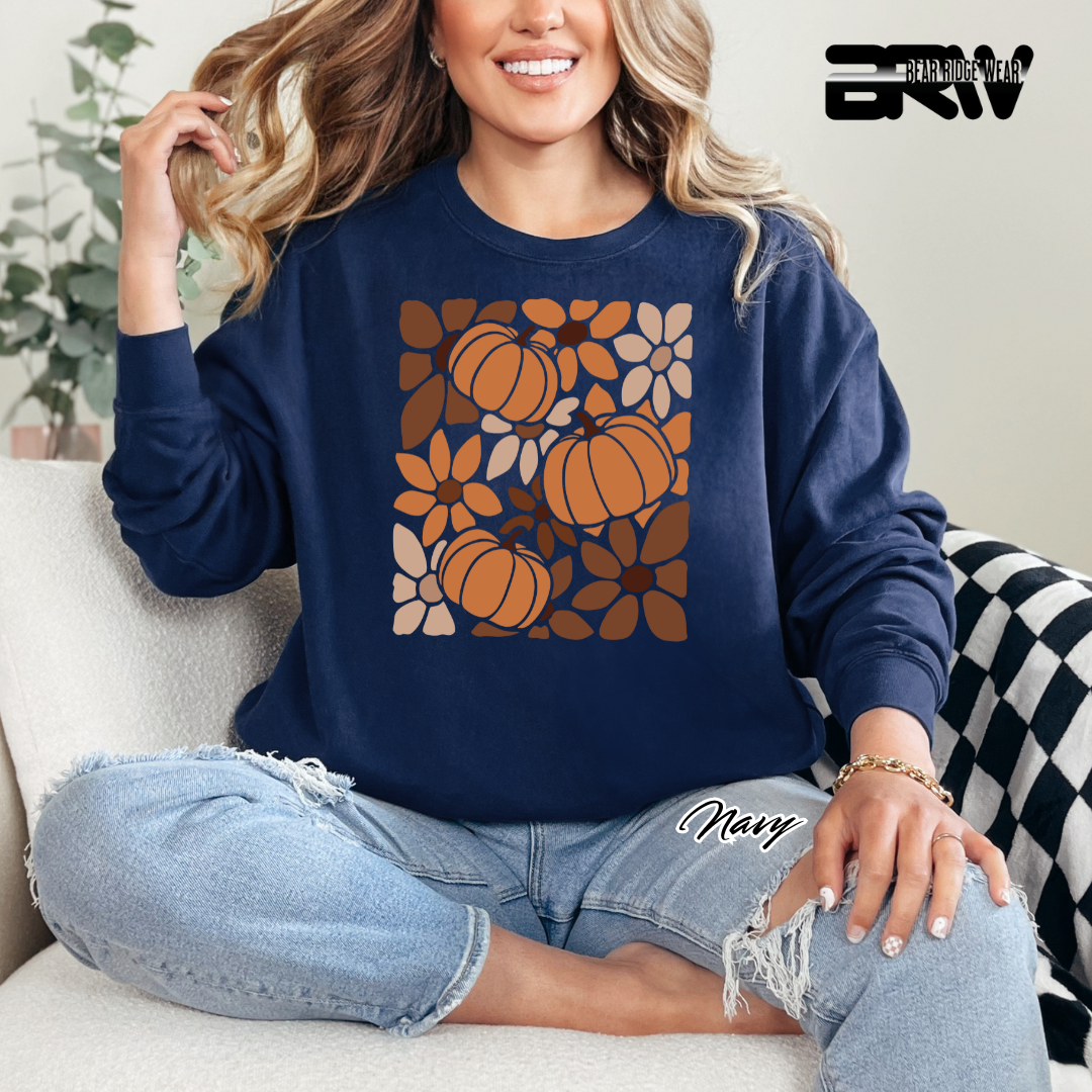 'Boho Floral Pumpkin' Fall Long Sleeve Tee